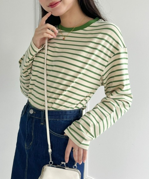 Loueme（ルエム）の「カラーボーダーロングスリーブカットソー（Tシャツ/カットソー・レディース・レッド/グリーン/ブラック・FREE）」の16枚目の写真