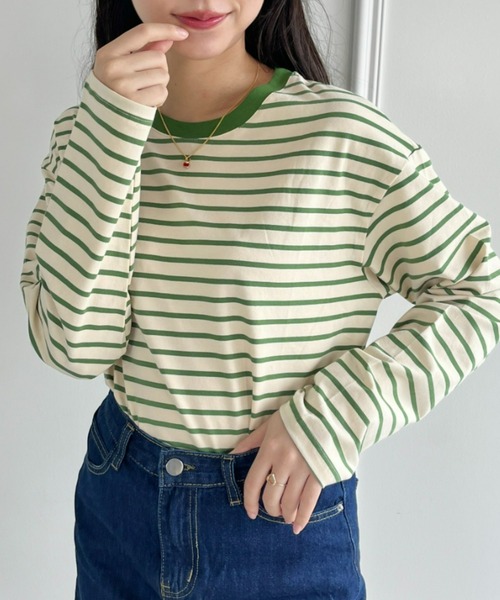 Loueme（ルエム）の「カラーボーダーロングスリーブカットソー（Tシャツ/カットソー・レディース・レッド/グリーン/ブラック・FREE）」の15枚目の写真