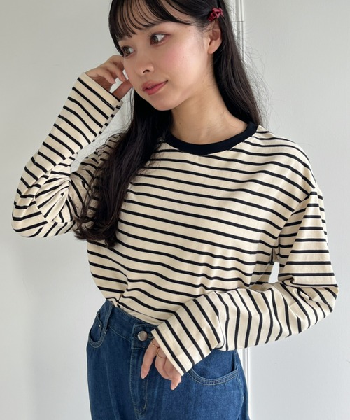 Loueme（ルエム）の「カラーボーダーロングスリーブカットソー（Tシャツ/カットソー・レディース・レッド/グリーン/ブラック・FREE）」の12枚目の写真