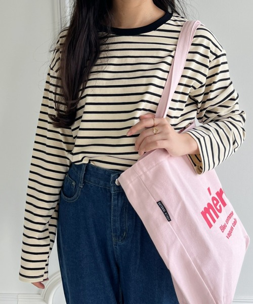 Loueme（ルエム）の「カラーボーダーロングスリーブカットソー（Tシャツ/カットソー・レディース・レッド/グリーン/ブラック・FREE）」の10枚目の写真