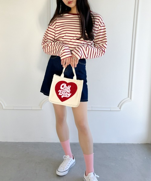 Loueme（ルエム）の「カラーボーダーロングスリーブカットソー（Tシャツ/カットソー・レディース・レッド/グリーン/ブラック・FREE）」の7枚目の写真