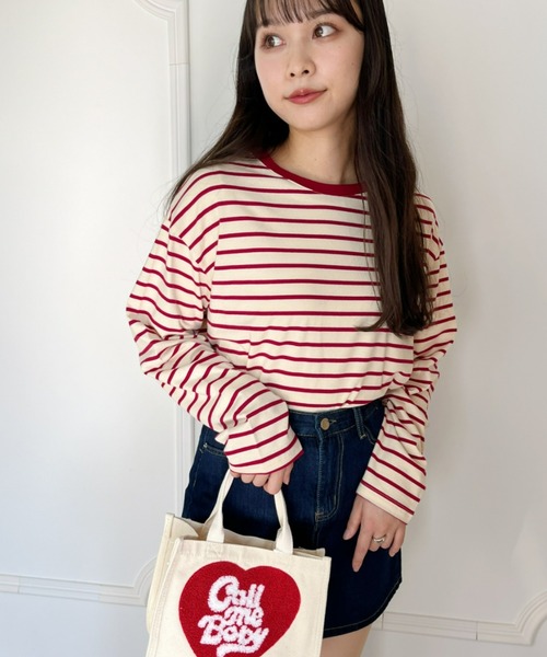 Loueme（ルエム）の「カラーボーダーロングスリーブカットソー（Tシャツ/カットソー・レディース・レッド/グリーン/ブラック・FREE）」の6枚目の写真