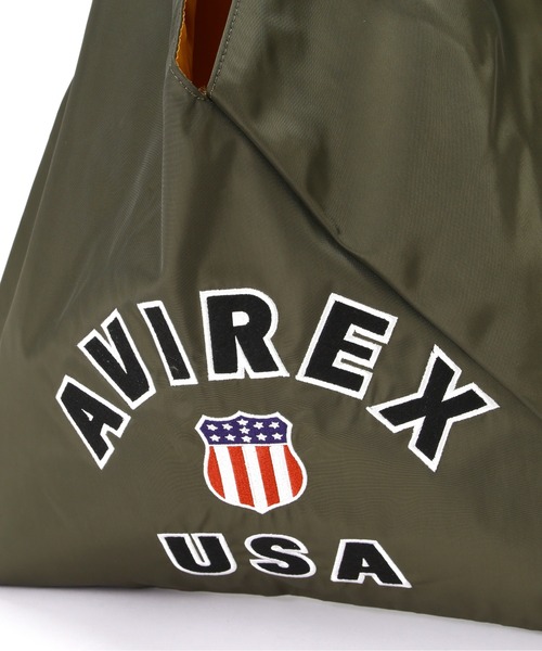 AVIREX（アヴィレックス）の「≪直営店限定≫VARSITY NYLON BAG/ バーシティーナイロンバッグ（トートバッグ・レディース・ブラック/オリーブ・FREE）」の5枚目の写真