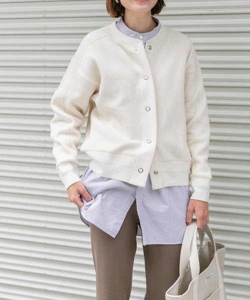 FORK&SPOON（フォークアンドスプーン）の「FORK&SPOON　ラゲットリブカーディガン（カーディガン/ボレロ・レディース・ネイビー/アイボリー/グレー・1）」の4枚目の写真