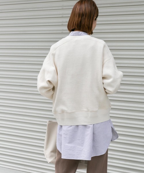FORK&SPOON（フォークアンドスプーン）の「FORK&SPOON　ラゲットリブカーディガン（カーディガン/ボレロ・レディース・ネイビー/アイボリー/グレー・1）」の6枚目の写真