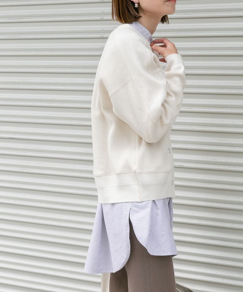 FORK&SPOON（フォークアンドスプーン）の「FORK&SPOON　ラゲットリブカーディガン（カーディガン/ボレロ・レディース・ネイビー/アイボリー/グレー・1）」の7枚目の写真