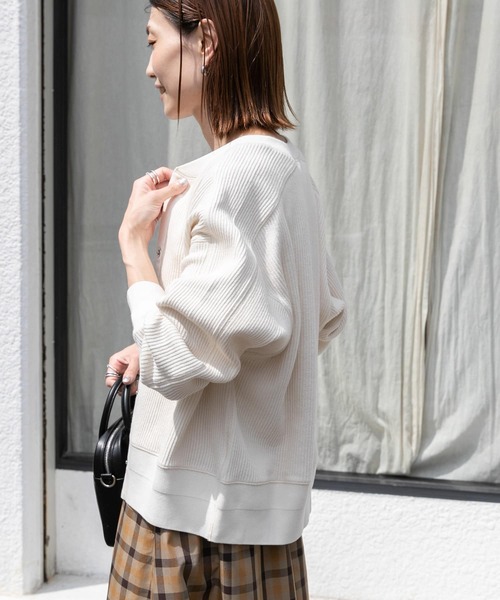 FORK&SPOON（フォークアンドスプーン）の「FORK&SPOON　ラゲットリブカーディガン（カーディガン/ボレロ・レディース・ネイビー/アイボリー/グレー・1）」の10枚目の写真