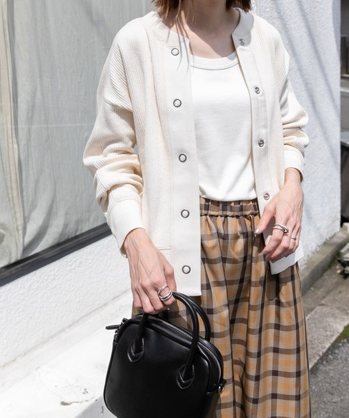 FORK&SPOON（フォークアンドスプーン）の「FORK&SPOON　ラゲットリブカーディガン（カーディガン/ボレロ・レディース・ネイビー/アイボリー/グレー・1）」の14枚目の写真