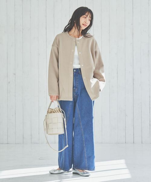 coen(コーエン)の「【WEB限定】裏起毛スウェットミディアム丈カーディガン(カーディガン/ボレロ・レディース・オフホワイト/ブラック/ライトグレー/ダークグレー/ベージュ/パープル・FREE)」の21枚目の写真