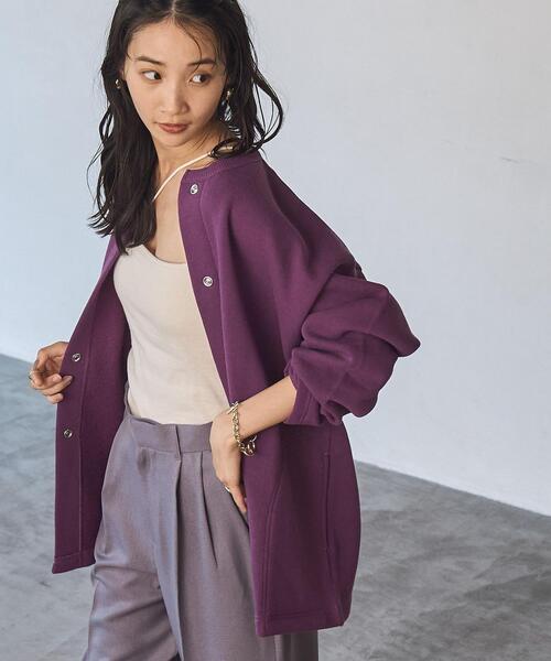 coen(コーエン)の「【WEB限定】裏起毛スウェットミディアム丈カーディガン(カーディガン/ボレロ・レディース・オフホワイト/ブラック/ライトグレー/ダークグレー/ベージュ/パープル・FREE)」の18枚目の写真