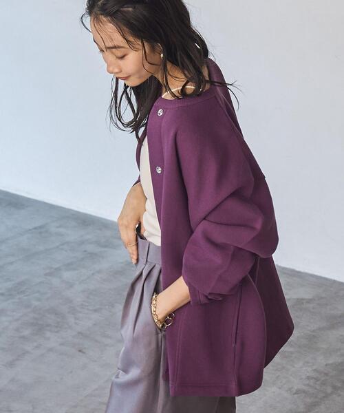 coen(コーエン)の「【WEB限定】裏起毛スウェットミディアム丈カーディガン(カーディガン/ボレロ・レディース・オフホワイト/ブラック/ライトグレー/ダークグレー/ベージュ/パープル・FREE)」の15枚目の写真