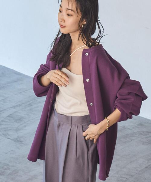 coen(コーエン)の「【WEB限定】裏起毛スウェットミディアム丈カーディガン(カーディガン/ボレロ・レディース・オフホワイト/ブラック/ライトグレー/ダークグレー/ベージュ/パープル・FREE)」の11枚目の写真