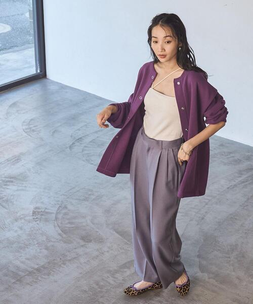 coen(コーエン)の「【WEB限定】裏起毛スウェットミディアム丈カーディガン(カーディガン/ボレロ・レディース・オフホワイト/ブラック/ライトグレー/ダークグレー/ベージュ/パープル・FREE)」の8枚目の写真