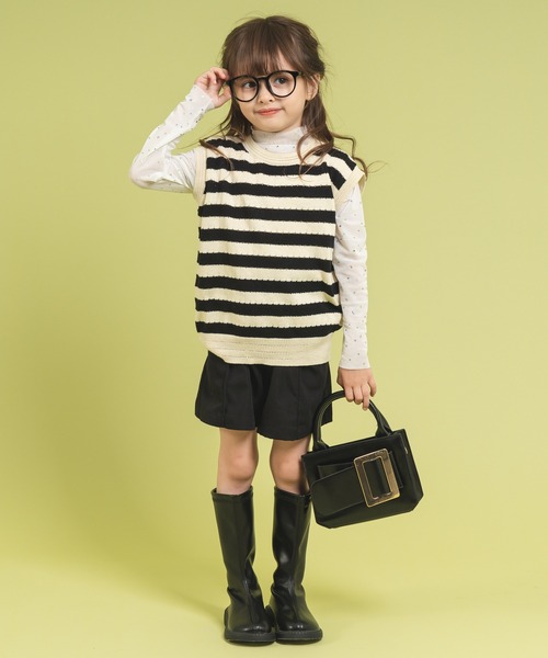 URBAN CHERRY(アーバンチェリー)の「ドットラメデザインシースルートップス(Tシャツ/カットソー・キッズ・ブラック/ホワイト・110cm/120cm/130cm/140cm)」の10枚目の写真