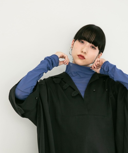 KBF（ケイビーエフ）の「ロングスリーブハイネックシアーTEE（Tシャツ/カットソー・レディース・ピンク/アイボリー/ブルー・ONE）」の3枚目の写真