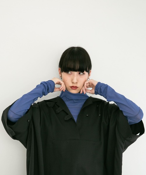 KBF（ケイビーエフ）の「ロングスリーブハイネックシアーTEE（Tシャツ/カットソー・レディース・ピンク/アイボリー/ブルー・ONE）」の8枚目の写真