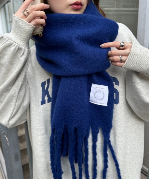 CIAOPANIC TYPY（チャオパニックティピー）の「【静電気防止】洗える太フリンジマフラー（マフラー・レディース・ピンク/ライトグレー/アイボリー/ブルー・ONE SIZE）」の3枚目の写真