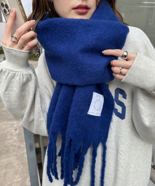 CIAOPANIC TYPY（チャオパニックティピー）の「【静電気防止】洗える太フリンジマフラー（マフラー・レディース・ピンク/ライトグレー/アイボリー/ブルー・ONE SIZE）」の7枚目の写真