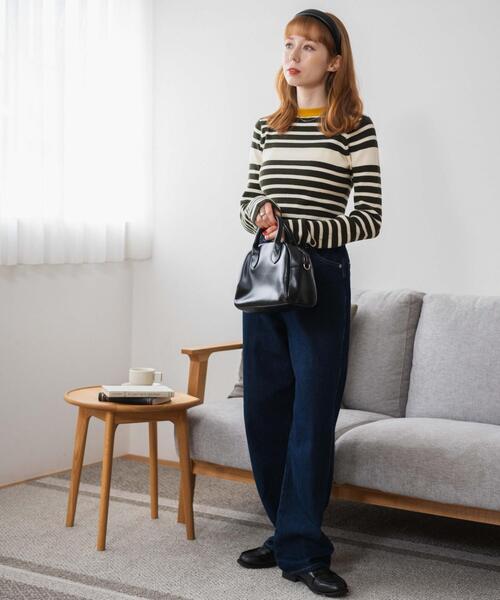 WEGO（ウィゴー）の「WEGO/パネルボーダーニットトップ（ニット/セーター・レディース・ブラウン/ホワイト/グリーン・FREE）」の6枚目の写真