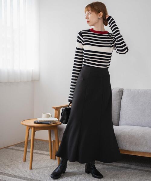 WEGO（ウィゴー）の「WEGO/パネルボーダーニットトップ（ニット/セーター・レディース・ブラウン/ホワイト/グリーン・FREE）」の4枚目の写真