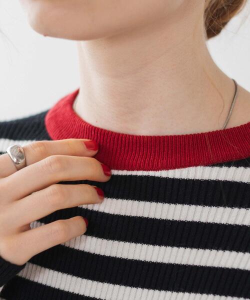 WEGO（ウィゴー）の「WEGO/パネルボーダーニットトップ（ニット/セーター・レディース・ブラウン/ホワイト/グリーン・FREE）」の7枚目の写真