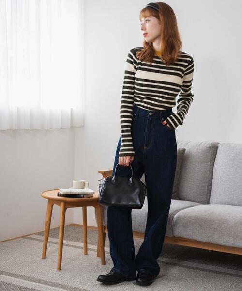 WEGO（ウィゴー）の「WEGO/パネルボーダーニットトップ（ニット/セーター・レディース・ブラウン/ホワイト/グリーン・FREE）」の19枚目の写真