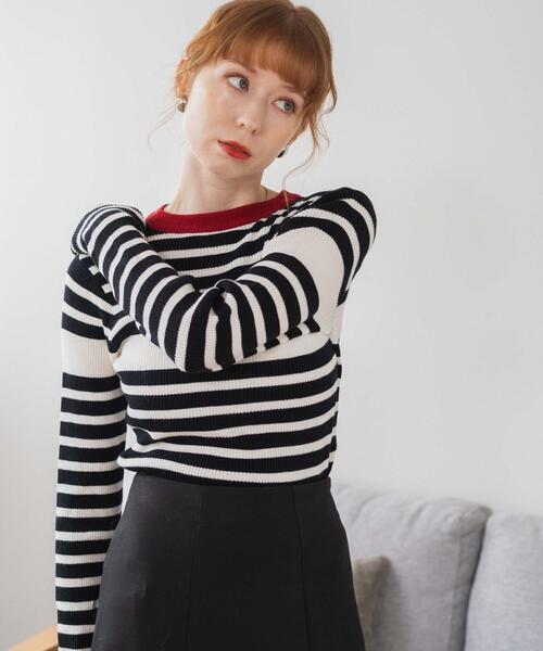 WEGO（ウィゴー）の「WEGO/パネルボーダーニットトップ（ニット/セーター・レディース・ブラウン/ホワイト/グリーン・FREE）」の10枚目の写真