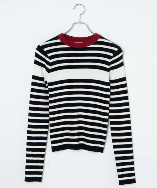 WEGO（ウィゴー）の「WEGO/パネルボーダーニットトップ（ニット/セーター・レディース・ブラウン/ホワイト/グリーン・FREE）」の22枚目の写真