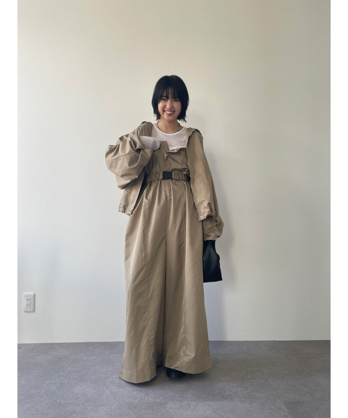 HANNE（アン）の「ジップアップショートトレンチコート（トレンチコート・レディース・ブラック/ベージュ/グレー・FREE）」の4枚目の写真