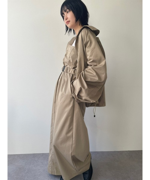 HANNE（アン）の「ジップアップショートトレンチコート（トレンチコート・レディース・ブラック/ベージュ/グレー・FREE）」の5枚目の写真