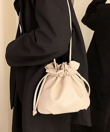 【2WAY】レザータッチ巾着ショルダーバッグ