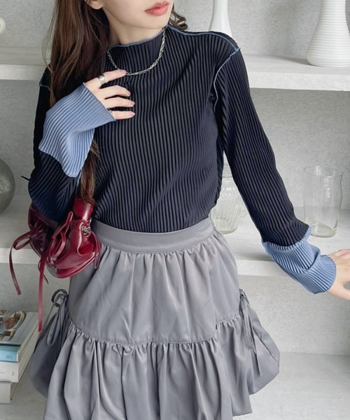 美品イッセイミヤケ FATE数字柄プリーツ加工ボトルネックトップス Yahoo!オークション -「ボトルネックカットソー」(イッセイ