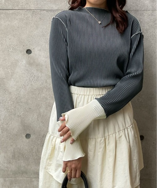 セール】≪25AWの新色登場!≫ これ1枚でオシャレ見え。袖 配色 ボトル