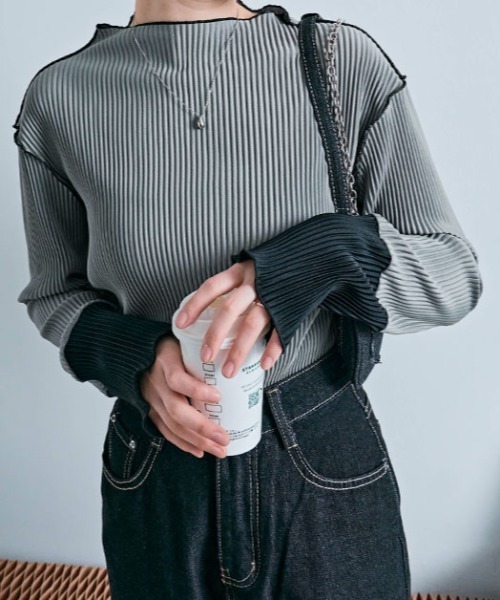 セール】≪25AWの新色登場!≫ これ1枚でオシャレ見え。袖 配色 ボトル