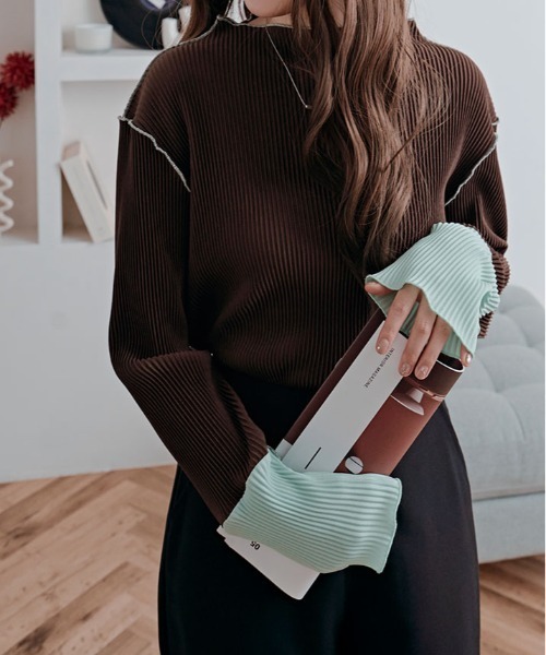 セール】≪25AWの新色登場!≫ これ1枚でオシャレ見え。袖 配色 ボトル