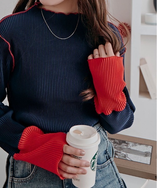 セール】≪25AWの新色登場!≫ これ1枚でオシャレ見え。袖 配色 ボトル