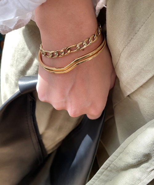 PARKS TOKYO SELECT（パークストウキョウセレクト）の「お肌にやさしい ステンレス/SUS304 男女兼用 キヘイチェーンブレスレット（ブレスレット・メンズ・ゴールド/シルバー・18cm/16cm）」の5枚目の写真