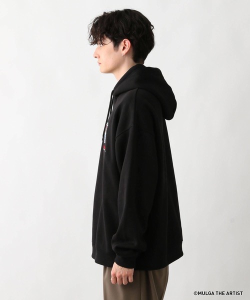 MULGA（モルガ）の「【MULGA THE LIFE】裏起毛/コラボプリントルーズプルオーバーパーカー（スウェット・メンズ・ホワイト/グリーン/グレー/ブルー/ブラック・MEDIUM/LARGE）」の12枚目の写真