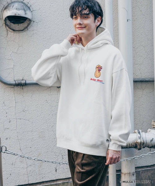 MULGA（モルガ）の「【MULGA THE LIFE】裏起毛/コラボプリントルーズプルオーバーパーカー（スウェット・メンズ・ホワイト/グリーン/グレー/ブルー/ブラック・MEDIUM/LARGE）」の21枚目の写真