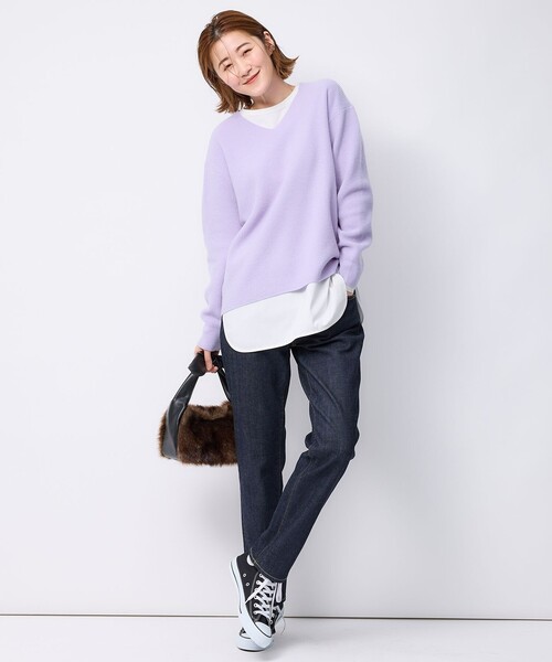 23区(ニジュウサンク)の「【洗える】ウールカシミヤ Vネック ニット(ニット/セーター・レディース・ライラック系/スカイブルー系/ブラック系/イエロー系/ベージュ系/ピンク系・32)」の17枚目の写真