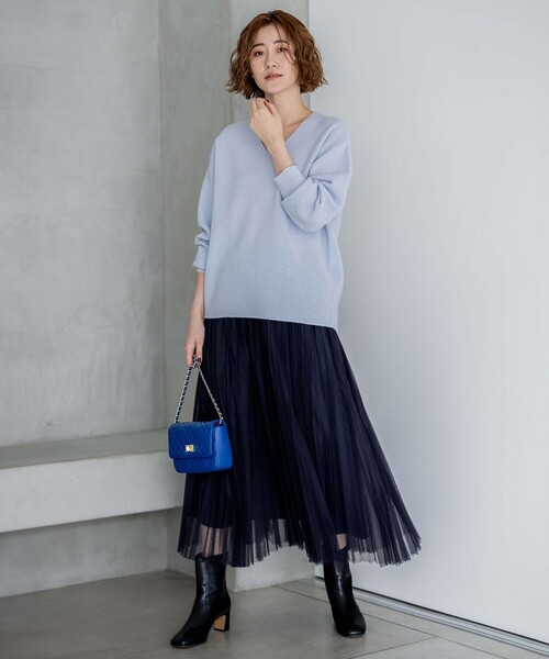 23区(ニジュウサンク)の「【洗える】ウールカシミヤ Vネック ニット(ニット/セーター・レディース・ライラック系/スカイブルー系/ブラック系/イエロー系/ベージュ系/ピンク系・32)」の21枚目の写真