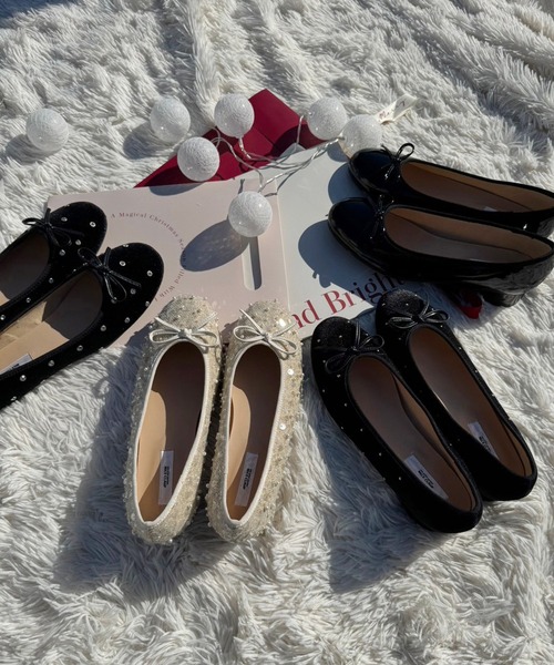 one after another NICE CLAUP(ワンアフターアナザーナイスクラップ)の「ヒールアップバレーシューズ(バレエシューズ・レディース・アイボリー/ブラック・LL/L/S/M)」の15枚目の写真