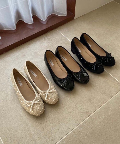 one after another NICE CLAUP(ワンアフターアナザーナイスクラップ)の「ヒールアップバレーシューズ(バレエシューズ・レディース・アイボリー/ブラック・LL/L/S/M)」の8枚目の写真