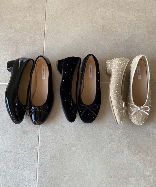 one after another NICE CLAUP(ワンアフターアナザーナイスクラップ)の「ヒールアップバレーシューズ(バレエシューズ・レディース・アイボリー/ブラック・LL/L/S/M)」の10枚目の写真