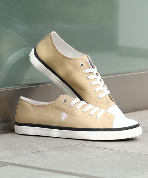 U.S. POLO ASSN.（ユーエスポロアッスン）の「【U.S. POLO ASSN./ユーエスポロアッスン】ワンポイントポニー刺繍 キャンバス ローカットスニーカー（スニーカー・レディース・ホワイト/ベージュ/ブラック・25.0cm/24.5cm/24.0cm/23.5cm/23.0cm/22.5cm/27.0cm/26.5cm/26.0cm/25.5cm）」の3枚目の写真