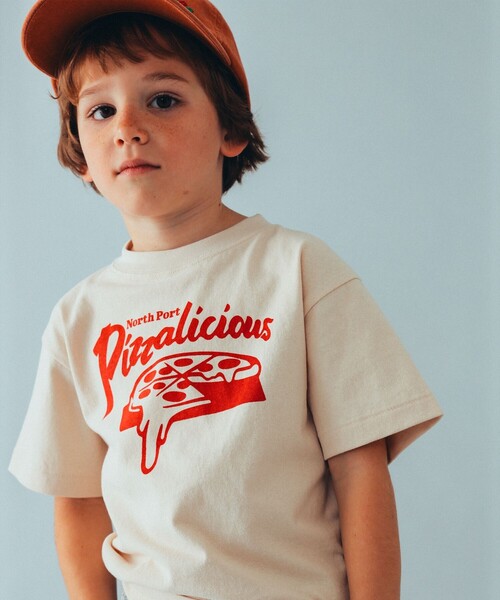 こども ビームス(コドモビームス)の「こども ビームス × HANDTEX / 別注 スーベニア Tシャツ 24(100~160cm)(Tシャツ/カットソー・キッズ・ベージュ/ホワイト/グレー・160/150/130/110/100/120/140)」の1枚目の写真