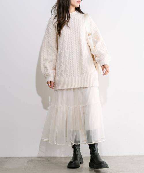 OLIVE des OLIVE(オリーブデオリーブ)の「もちもちケーブルワンピ 1041090020(ワンピース・レディース・ピンクベージュ/トップグレー/アイボリー・FREE)」の10枚目の写真