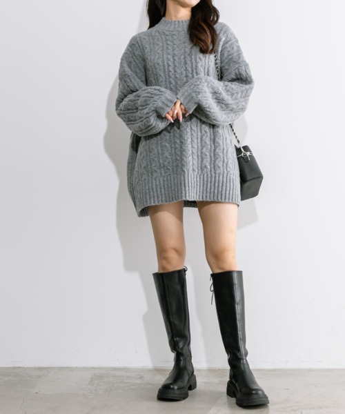 OLIVE des OLIVE(オリーブデオリーブ)の「もちもちケーブルワンピ 1041090020(ワンピース・レディース・ピンクベージュ/トップグレー/アイボリー・FREE)」の12枚目の写真