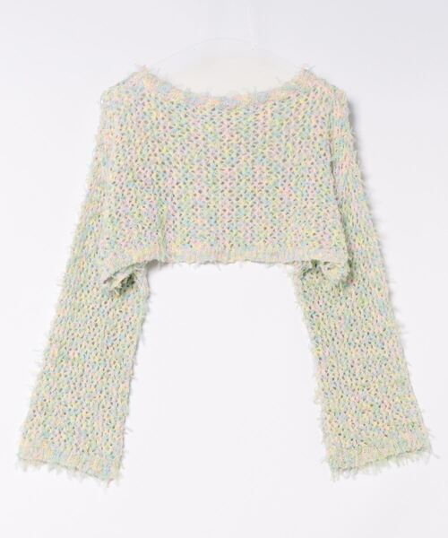 Alley by w closet（アリーバイダブルクローゼット）の「【Alley】チュールメッシュ編クロップドトップス（ニット/セーター・レディース・イエロー/オフホワイト/イエロー系その他・FREE）」の7枚目の写真