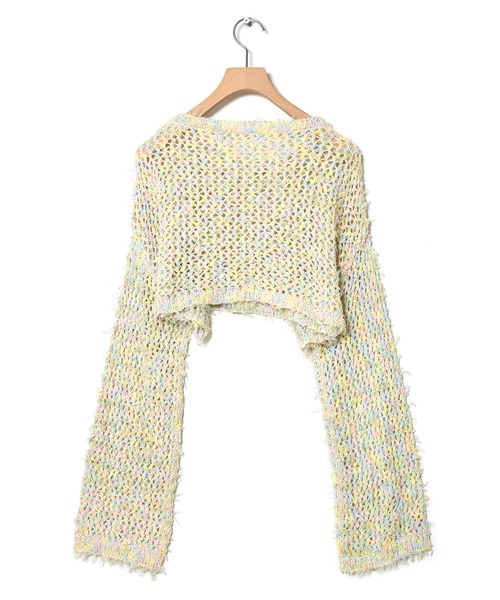 Alley by w closet（アリーバイダブルクローゼット）の「【Alley】チュールメッシュ編クロップドトップス（ニット/セーター・レディース・イエロー/オフホワイト/イエロー系その他・FREE）」の4枚目の写真
